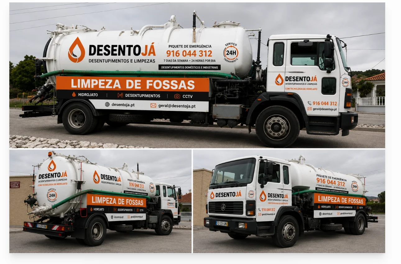Aspiração Preventiva de Fossas, Caixas e Estruturas — trabalho e equipamento DesentoJá