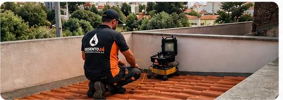 Equipamento utilizado em inspeção CCTV de tubagens
