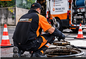 Técnico DesentoJá a realizar hidrolimpeza com água a alta pressão